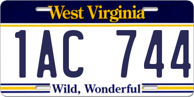 WV license plate 1AC744