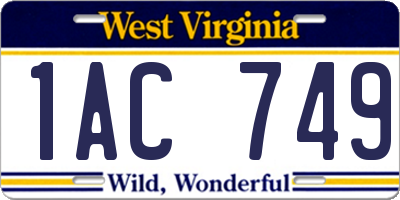 WV license plate 1AC749