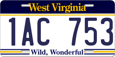 WV license plate 1AC753