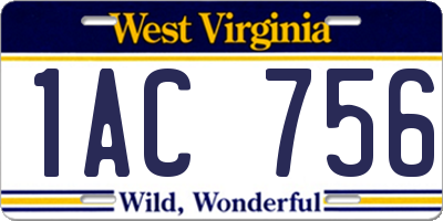 WV license plate 1AC756