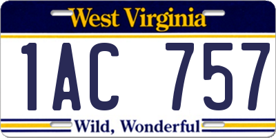 WV license plate 1AC757