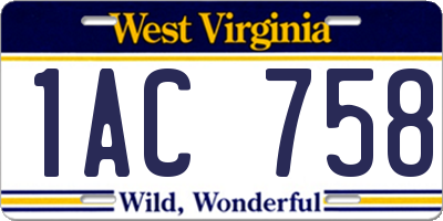 WV license plate 1AC758