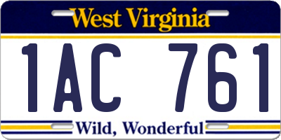 WV license plate 1AC761