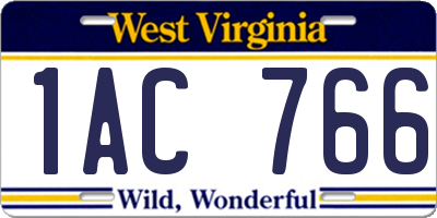 WV license plate 1AC766