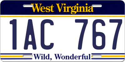 WV license plate 1AC767