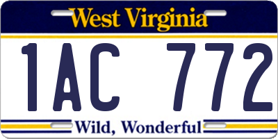 WV license plate 1AC772