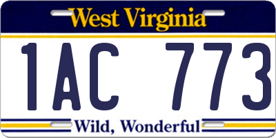 WV license plate 1AC773