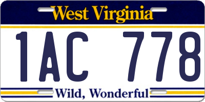 WV license plate 1AC778