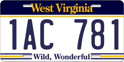 WV license plate 1AC781