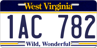 WV license plate 1AC782