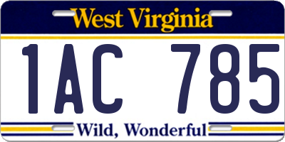 WV license plate 1AC785