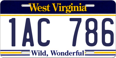 WV license plate 1AC786