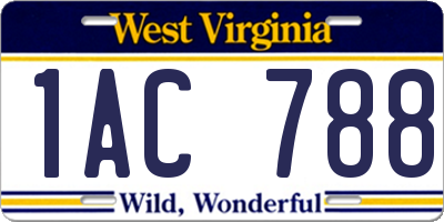 WV license plate 1AC788