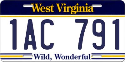 WV license plate 1AC791