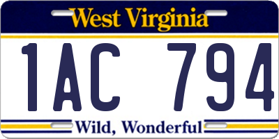 WV license plate 1AC794