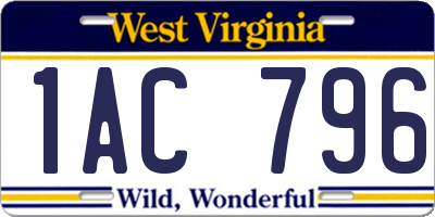 WV license plate 1AC796