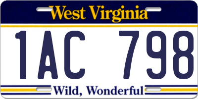 WV license plate 1AC798