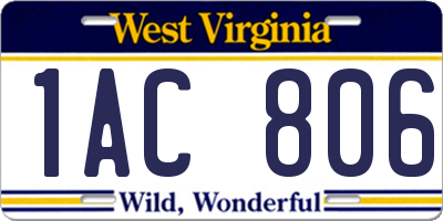 WV license plate 1AC806