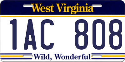 WV license plate 1AC808