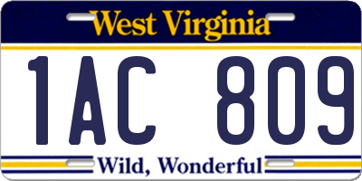 WV license plate 1AC809