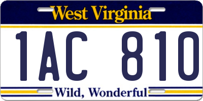 WV license plate 1AC810