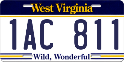 WV license plate 1AC811