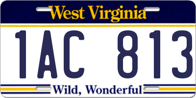 WV license plate 1AC813