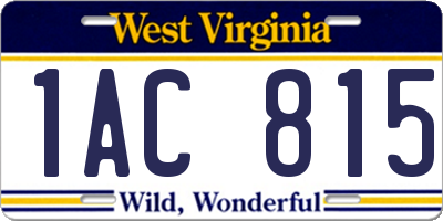 WV license plate 1AC815