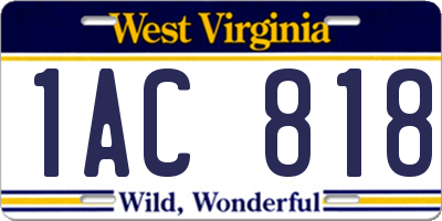 WV license plate 1AC818