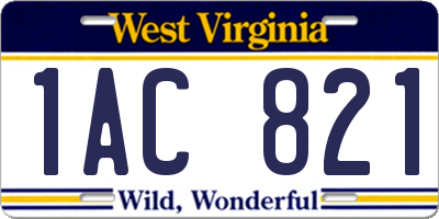 WV license plate 1AC821