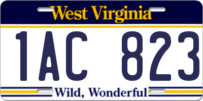 WV license plate 1AC823