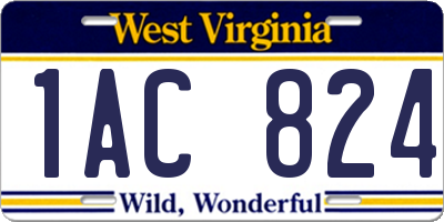 WV license plate 1AC824