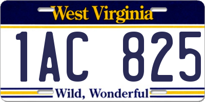 WV license plate 1AC825