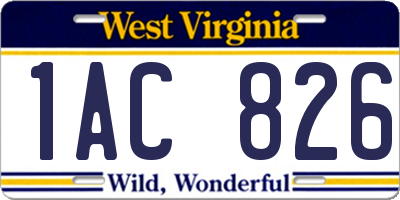 WV license plate 1AC826