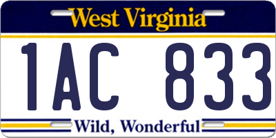 WV license plate 1AC833