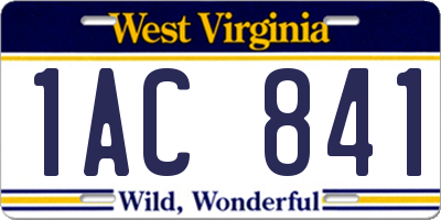 WV license plate 1AC841