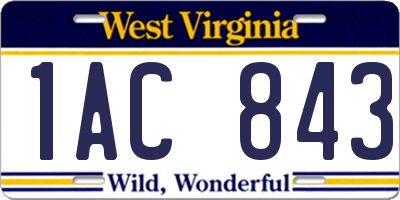 WV license plate 1AC843