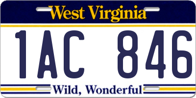 WV license plate 1AC846