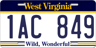 WV license plate 1AC849