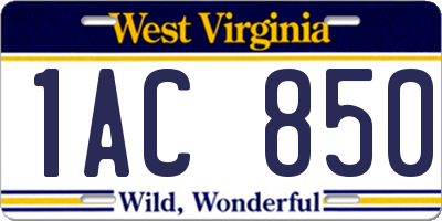 WV license plate 1AC850