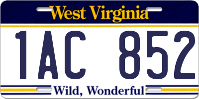 WV license plate 1AC852