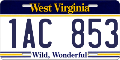 WV license plate 1AC853