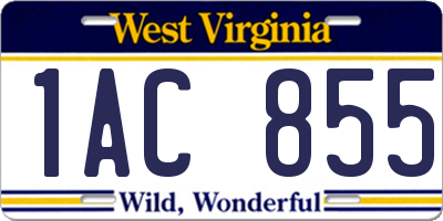 WV license plate 1AC855
