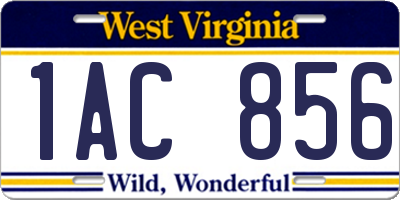 WV license plate 1AC856