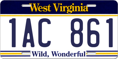 WV license plate 1AC861