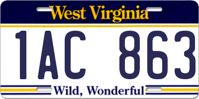 WV license plate 1AC863