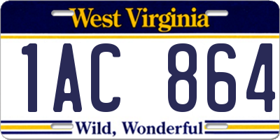 WV license plate 1AC864