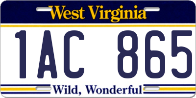 WV license plate 1AC865