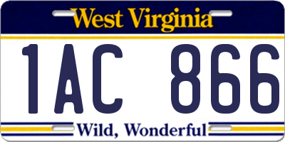 WV license plate 1AC866