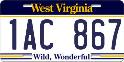 WV license plate 1AC867